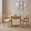 Ensemble de salle à manger rond 3 pièces en bois avec table à abattants et 2 chaises rembourrées à dossier à lattes pour petits appartements