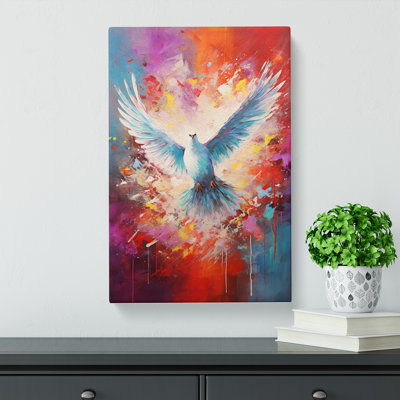 Dove Bird Action Painting - Wrapped Canvas