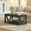 Table basse Eoghan Farmhouse avec tablette de rangement, table basse carrée en bois rustique avec base en X pour le salon-119463770