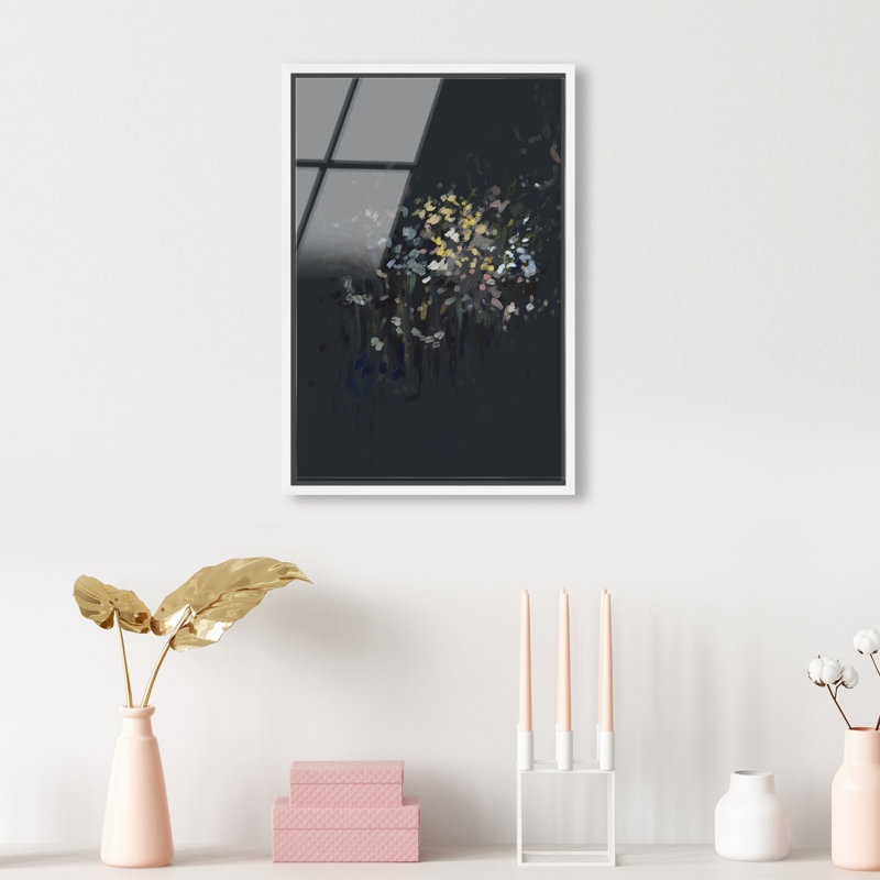 Midnight Flowers Print by Oliver Gal, 11"H x 16"W, White Floater Frame