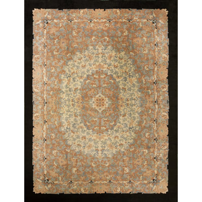 Antique Chinese Room Size Wool Black, Ivory Beige Cream White Rug