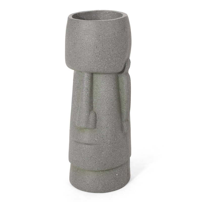Stone Gray Magnesium Oxide Container - 23.64" Height, 9.36" Width & Depth Decorative Outdoor Flower Box In W X D H