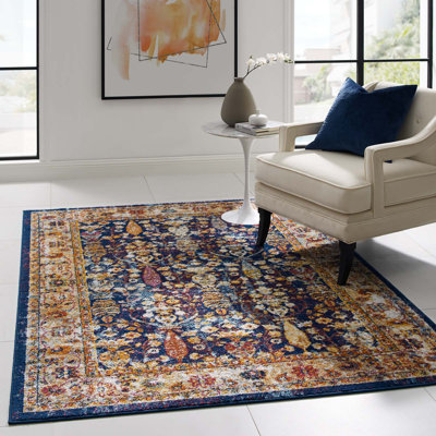 Modway Porch & Den Longwood Distressed Floral Lattice Area Rug