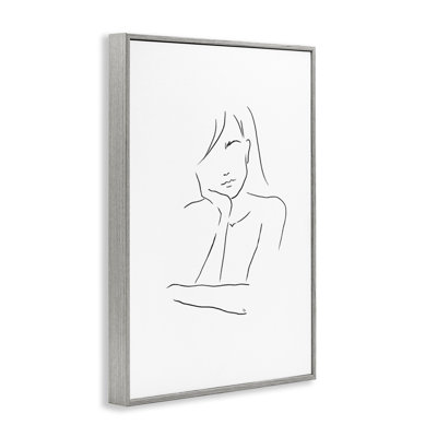 Triste femme, dessin au trait encadré, design par Martina Pavlova