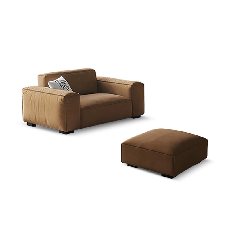 Chaise avec accoudoirs avec coussin 100% polyester orange avec repose-pieds