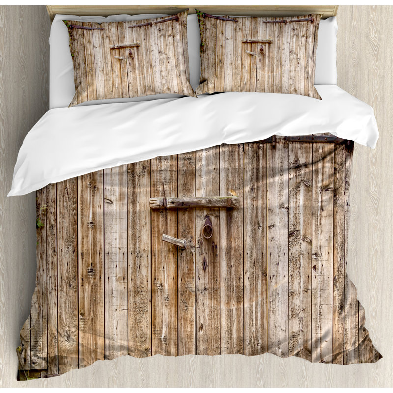 Queen Rustic Old Oak Garage Door Duvet Cover Set