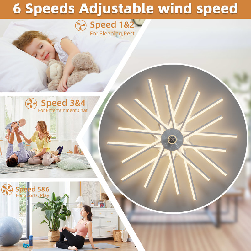 114cm Dimmable Reversible Ceiling Fan with LED Lights And Remote Control, White