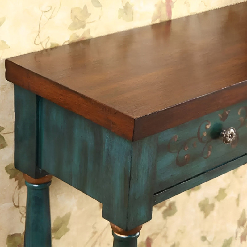 Console rustique peinte, Brun, Bleu