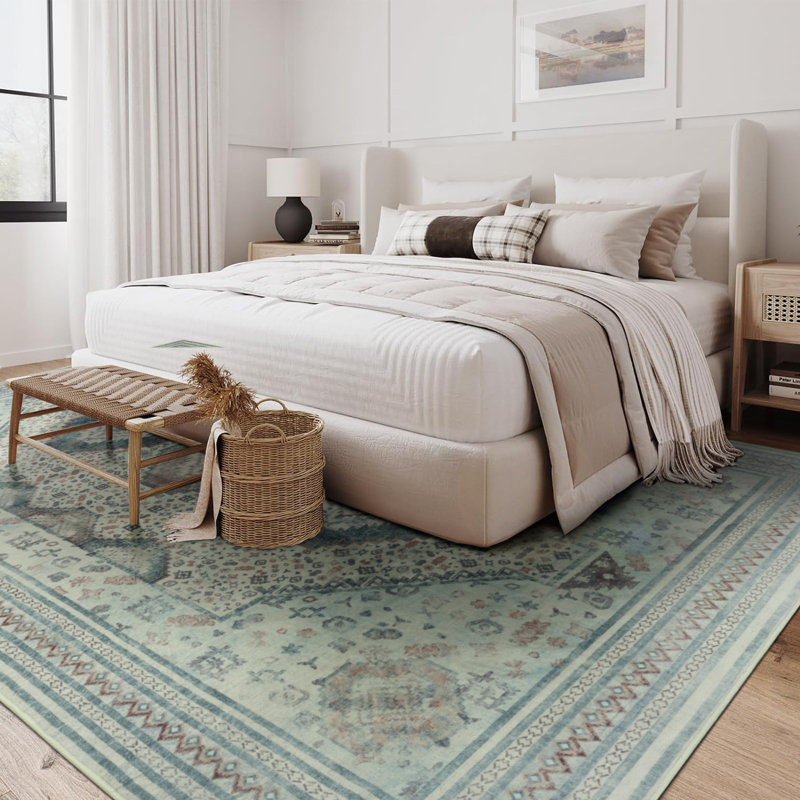 Straub Large Moroccan Rugs Geometric Living Room Rug Washable Bedroom Rug Non-Slip Colorful Vintage Accent Floor Carpet For Home Decor