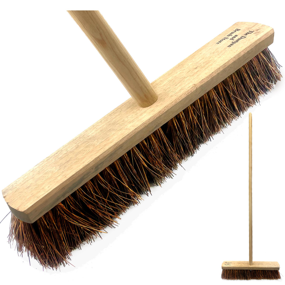 18" Outdoor Broom Heavy Duty Stiff Yard Brush and Handle