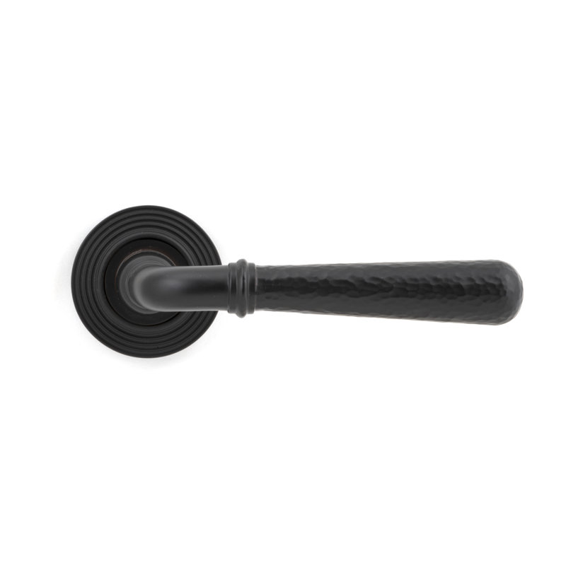 Hammered Newbury Lever on Rose Set (Beehive), Aged Bronze