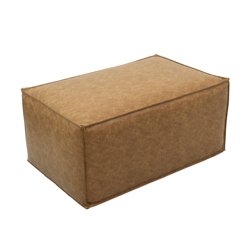 Repose-pieds rustique rembourré 36 po x 24 po, hauteur 16 po, Tanné