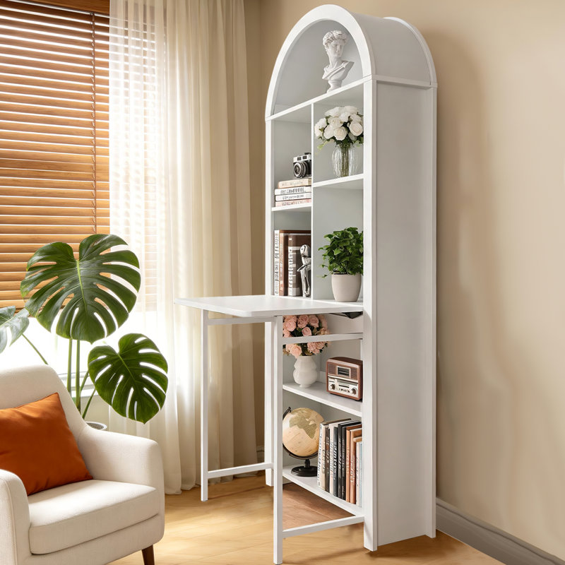 Bureau convertible convertible de bureau en bibliothèque, Blanc