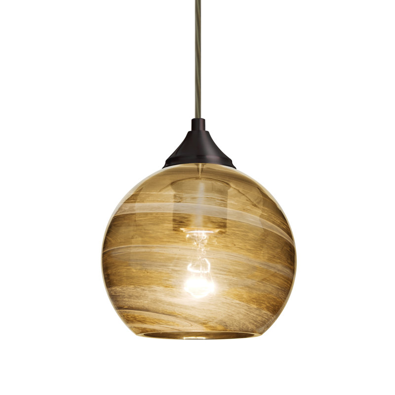 Luminaire sphère suspendu 1 lumières simple Ivers, Vapeur ambrée, Bronze