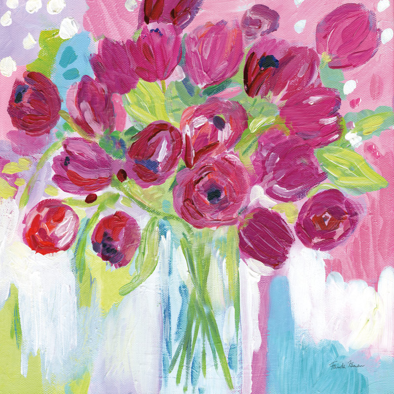 Joyful Tulips by Farida Zaman - Wrapped Canvas Painting, 91cm H x 91cm W