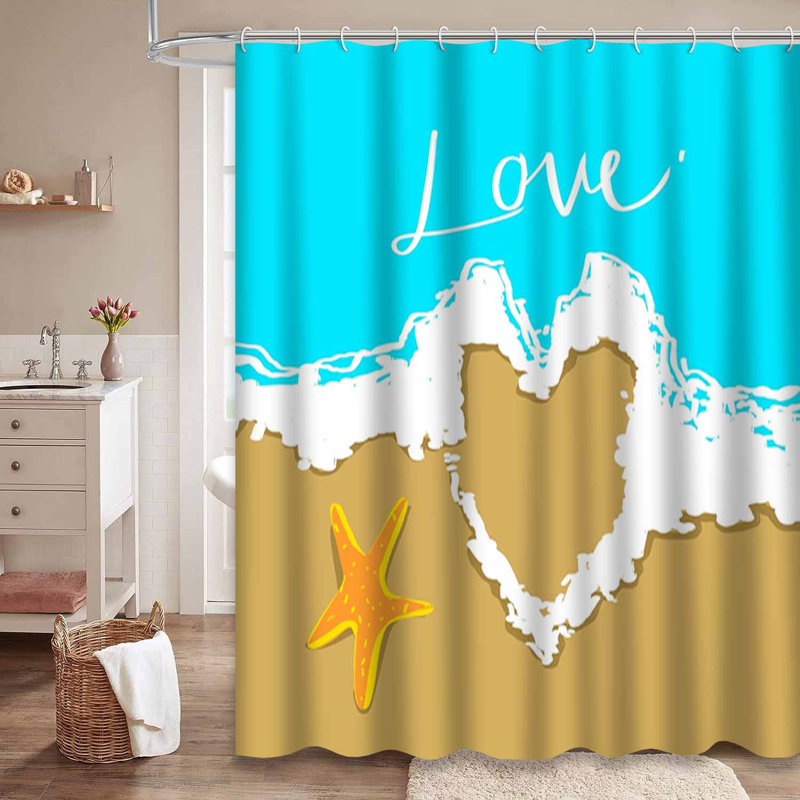 Étoile de mer tirée au cœur, amour de plage, peinture numérique, jour de la côte aquatique avec 12 crochets
