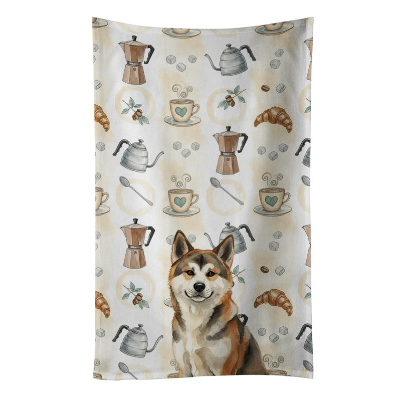 Sesame Akita Coffee Bar Kitchen Towel, Sesame Akita