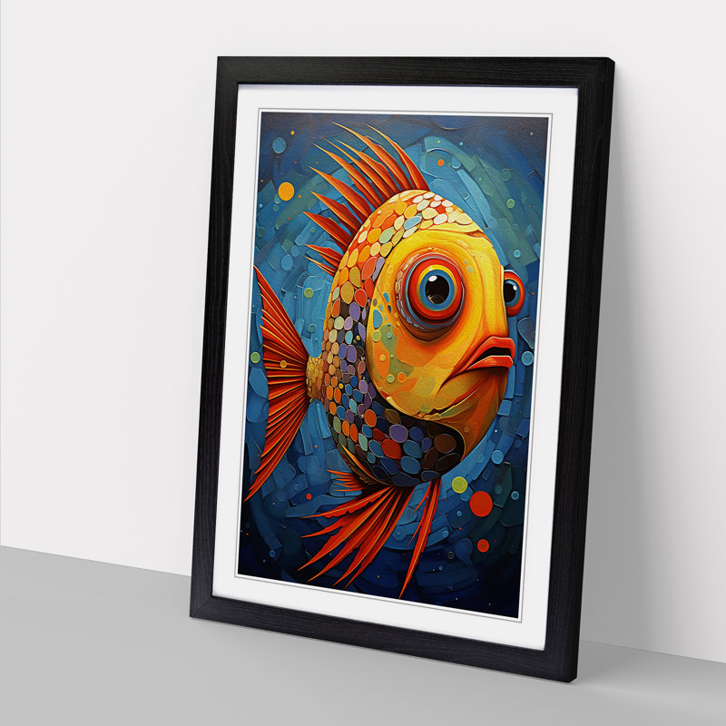 Fish Expressionism No.2 - Framed Print, Black, 46cm H x 34cm W x 2cm D