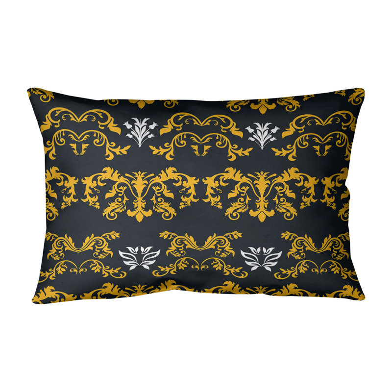 Housse de coussin Football Baroque, Croisé en coton, Or / noir / blanc