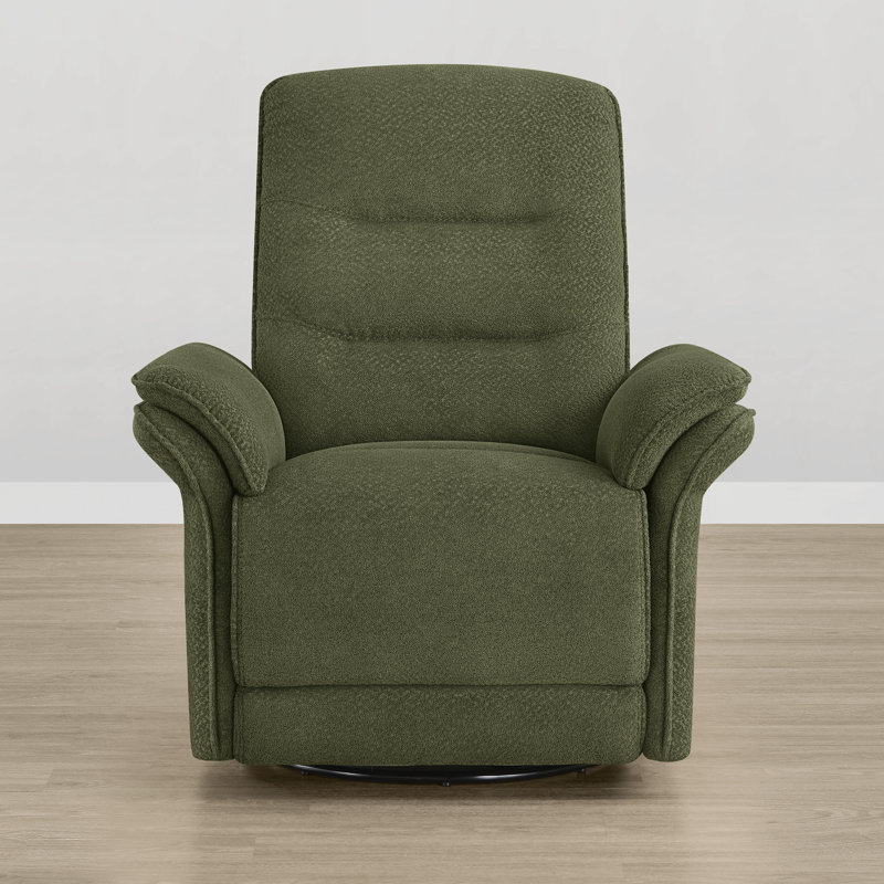 Fauteuil inclinable oscillant pivotant 35,4 po avec rangement latéral et chargement USB, Polyester vert mousse