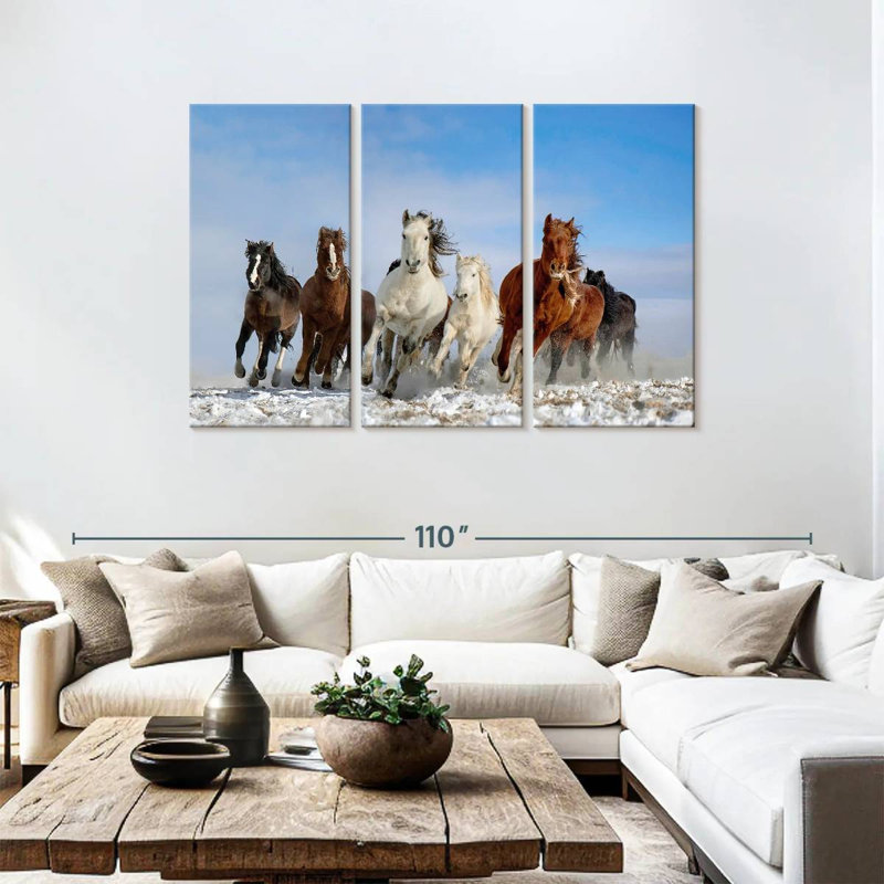 Brampt, chevaux de Mongolie, H 48 po x l 74 po