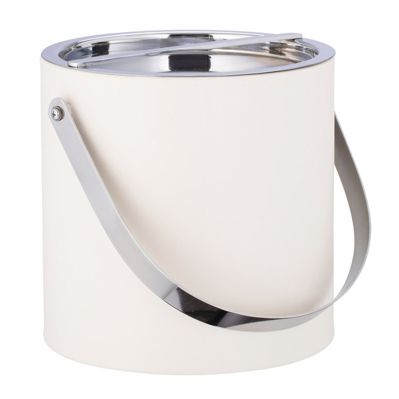 Seau à glace en similicuir Senetta, Blanc / chrome poli