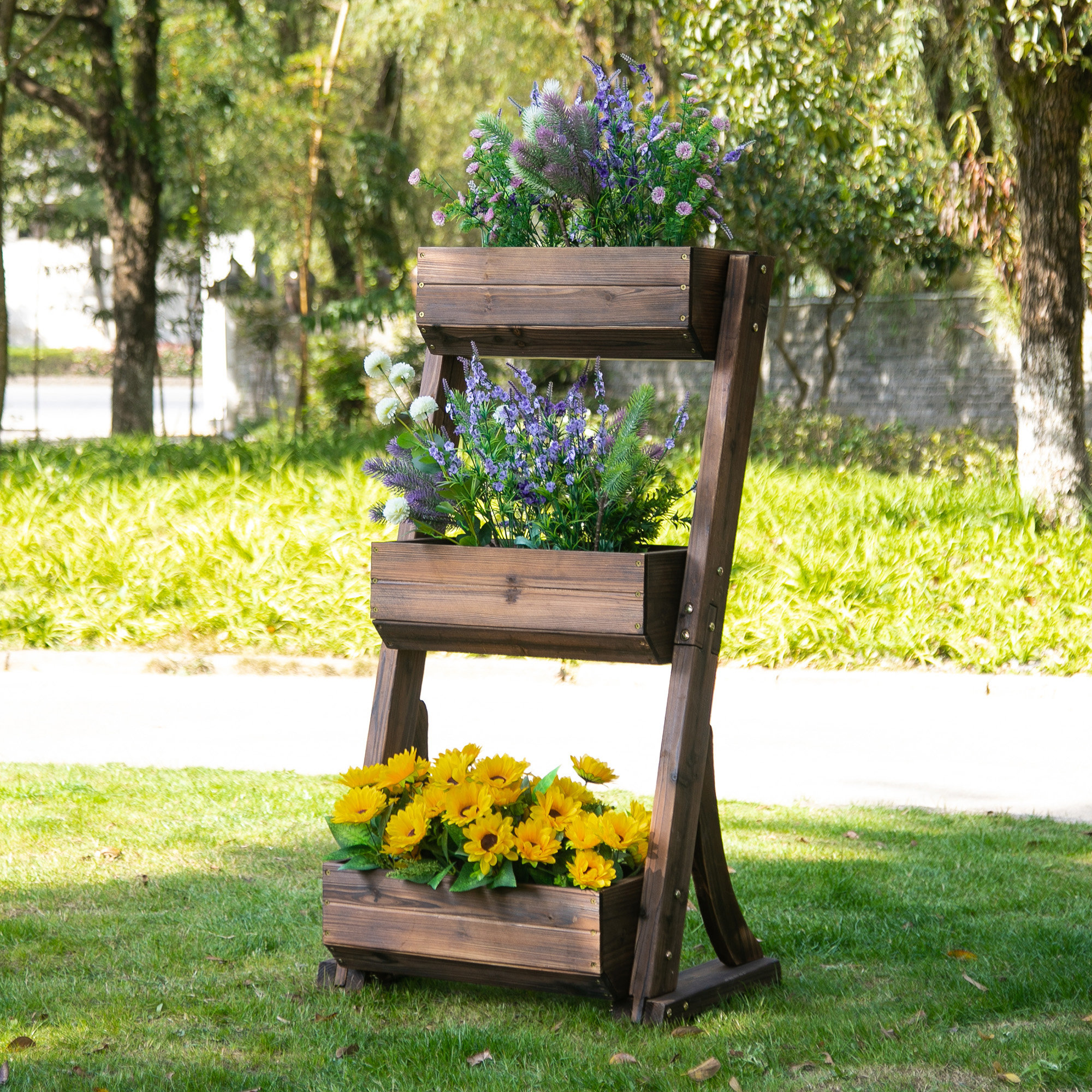 Garten Living Blumenständer Blumentreppe Holz Blumenleiter mit 3 Ablagen  Pflanzentreppe Pflanzregal Pflanzenständer Blumenregal | Blumentreppen