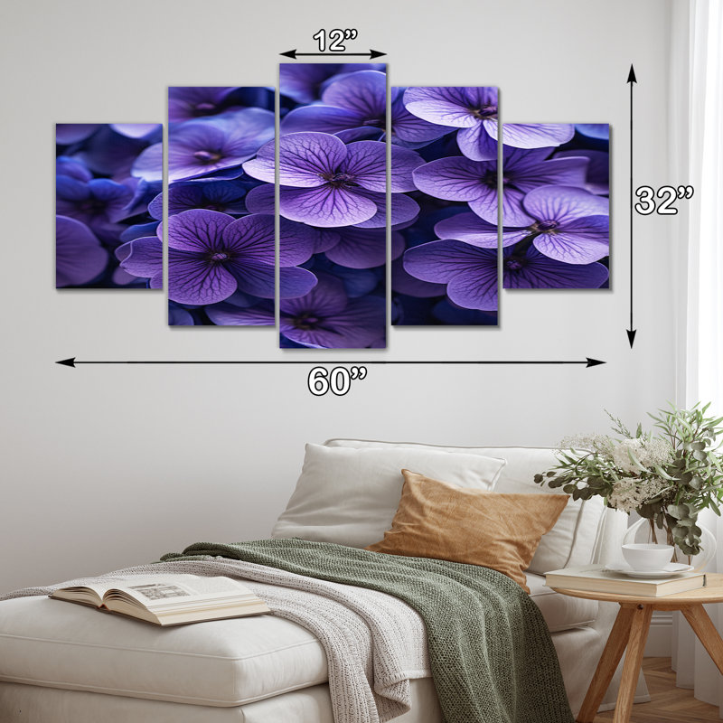Violets Whispering Photo IV - Décoration murale florale - 5 panneaux