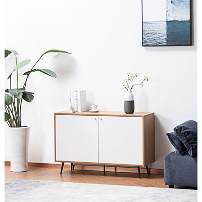 Console de rangement brun clair et blanc