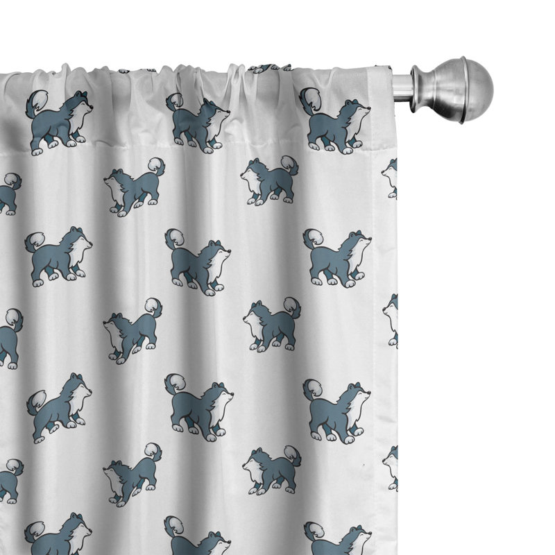 Dog Semi-Sheer Rod Pocket Curtain Panels, 28" x 63"