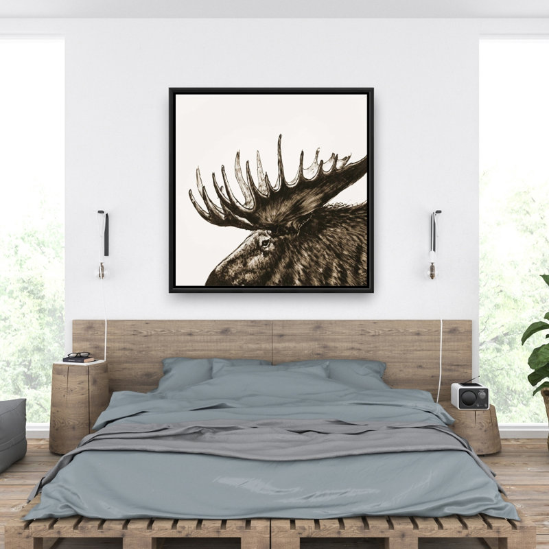 "Moose Plume sépia" sur toile, H 36 po x l 36 po