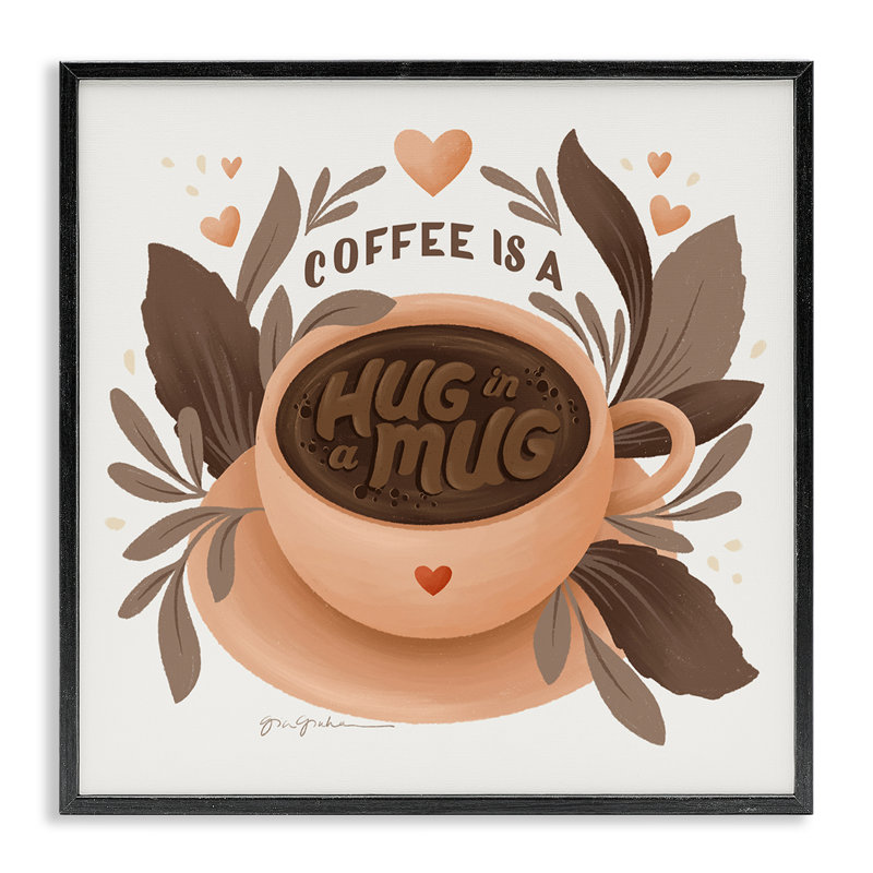  «Coffee Is Hug in Mug», estampe numérique par Gia Graham, Giclée encadrée noir minuit, H 12 po x l 12 po