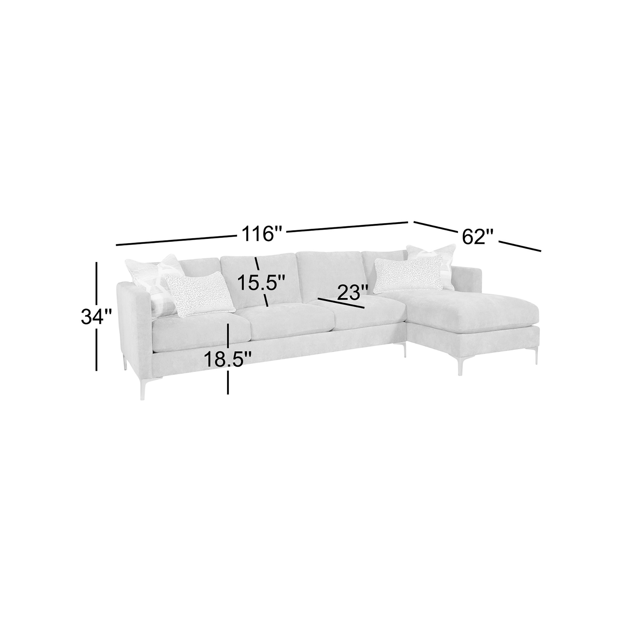 Upholstered Chaise L-Sectional, Right Hand Facing, Blue Buffalo Check; 0120-61