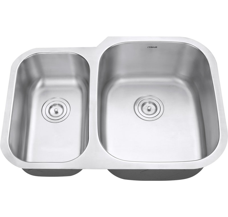 Ruvati 29-inch Undermount 40/60 Double Bowl 16 Gauge Stainless Steel Kitchen Sink