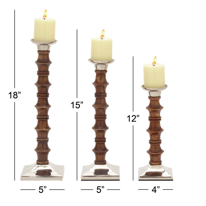 Ensemble de 3 chandelles en bois
