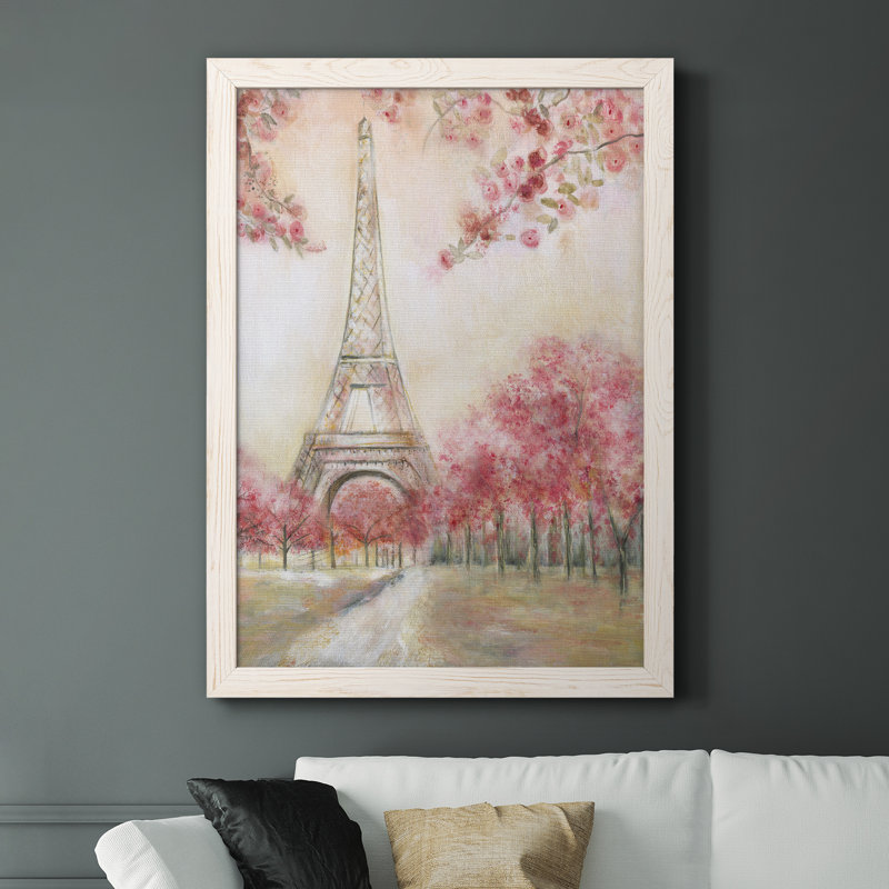 «Paris Spring», peinture sur toile encadrée, Toile blanche encadrée, H 44 po x l 31 po x P 1 po