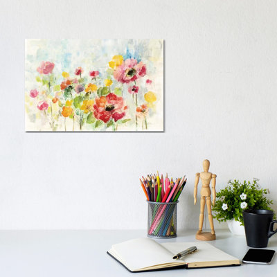 Summer Rain Floral by Silvia Vassileva - Wrapped Canvas Gallery-Wrapped Canvas Giclée