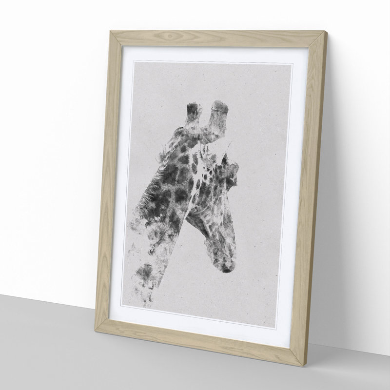 Giraffe Vol.5 - Picture Frame Painting, Oak Framed, 65cm H x 48cm W x 2cm D