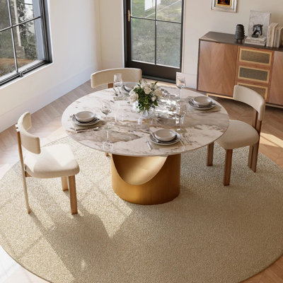 Table de salle à manger moderne en pierre frittée moderne avec base piédestal