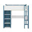 Lit mezzanine double avec tablettes de rangement, portemanteaux, bureau-68308419