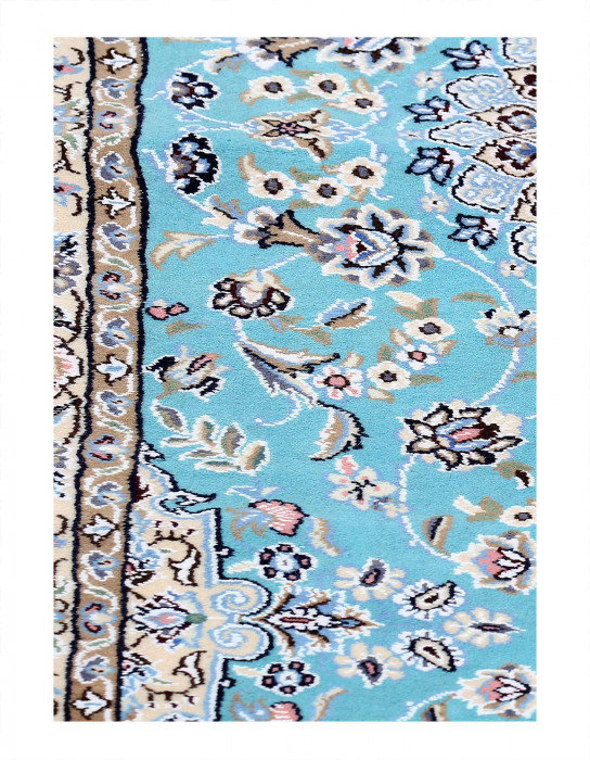 Fine Hand knotted Persian silk & wool Nain runner 2'11"X 12'9"
