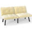 Lit crème moderne qui se plie et se transforme, 2 places, dossier réglable pour différentes positions de détente, revêtement en velours, structure en métal, rembourrage en mousse, pliant convertible pour espace de vie principal