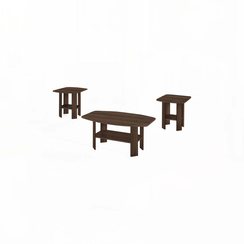 Ensemble de tables basses avec plateau en bois, Noyer