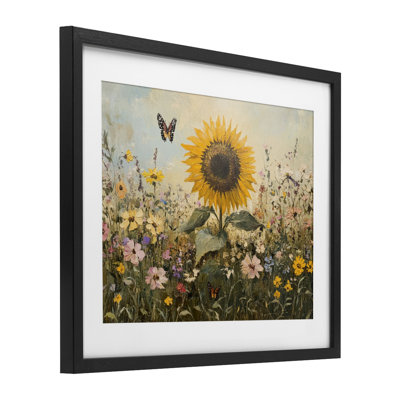 «Sunflower Wonder Summer Meadow», reproduction encadrée sous verre, conception de Petal Prints Design