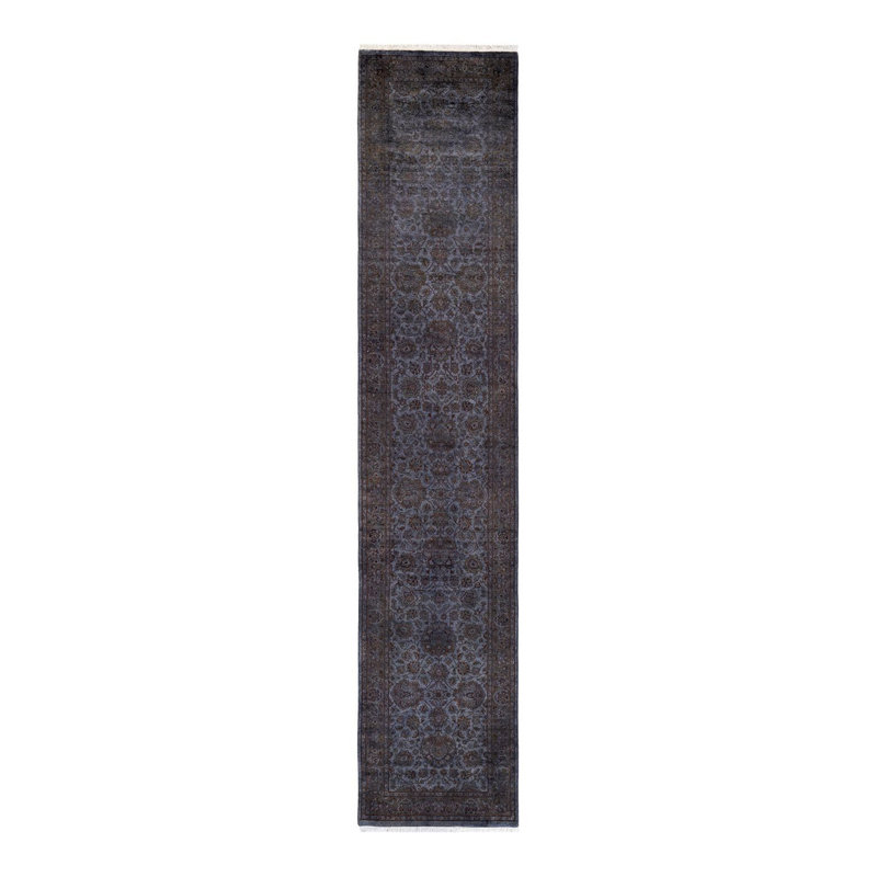 Xiah One-of-a-Kind 2' 6" X 12' 7" New Age Wool Area Rug Grey