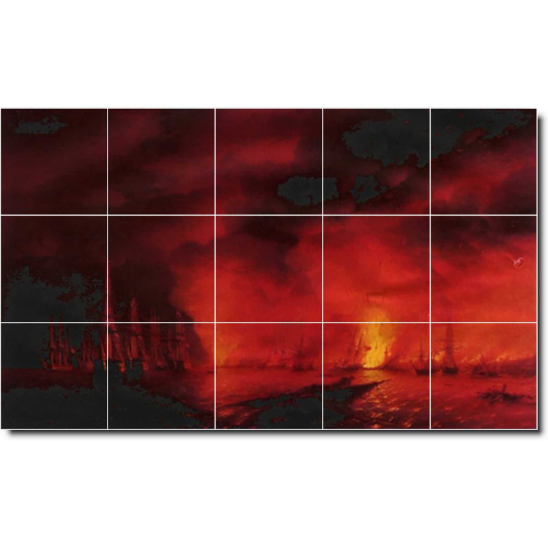 Carreau de peinture murale 40 po x 24 po 8 po x 8 po, Bord de l'eau 038