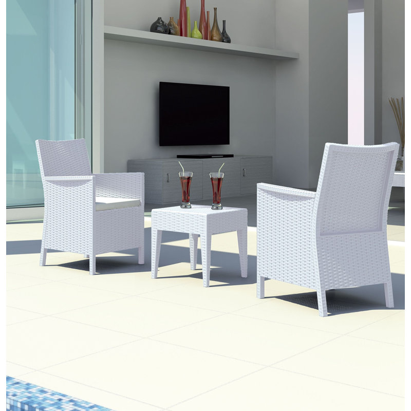 Tomeica 2 - Person Patio Conversation Set with Cushions, White