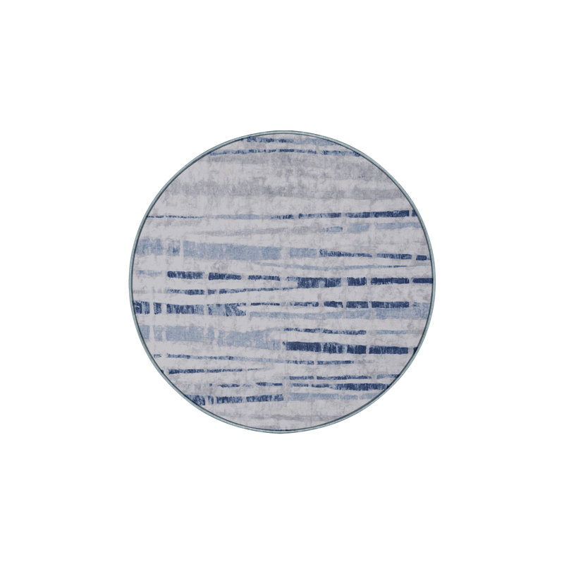 Machine Washable Blue Area Rug, Round 3'