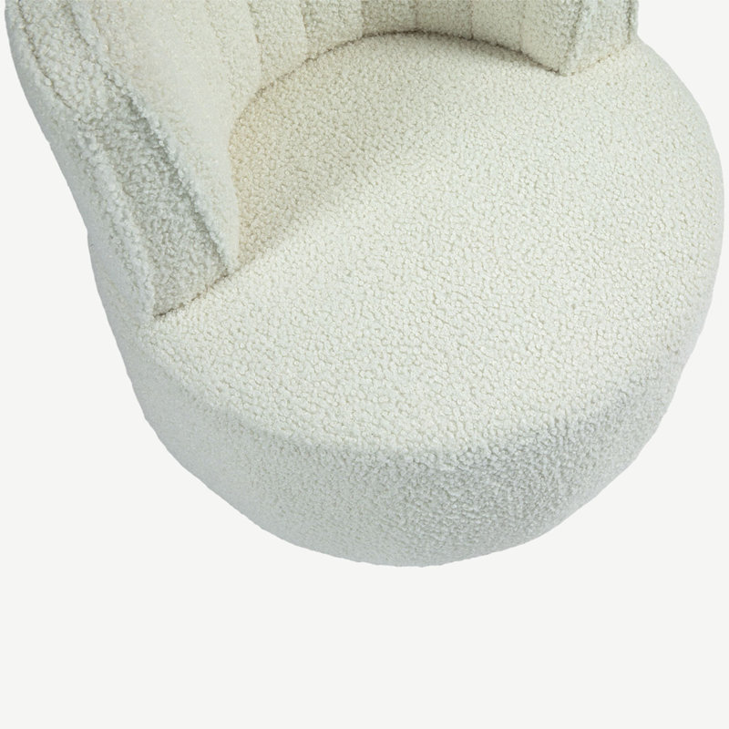 Fauteuil demi-tonneau Accent, Velours ourson blanc