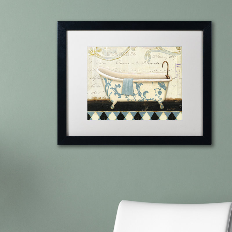 Marche de Fleurs Bath Canvas Art with Black Frame